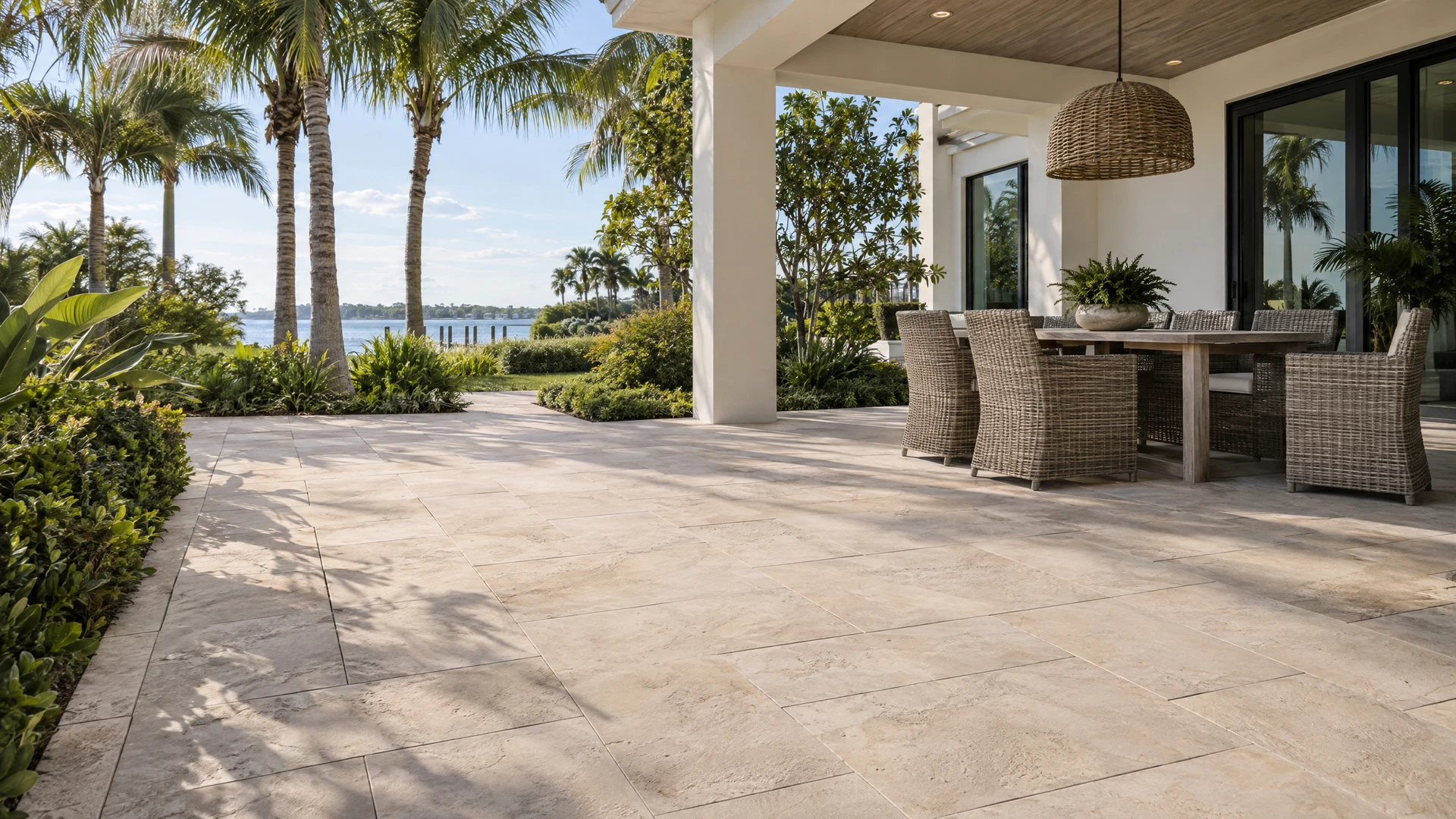 Completed Sarasota paver patio and outdoor dining space